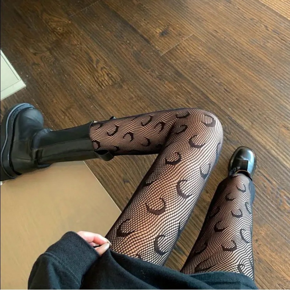 Black Moon Gothic Patterned Tights - image 3